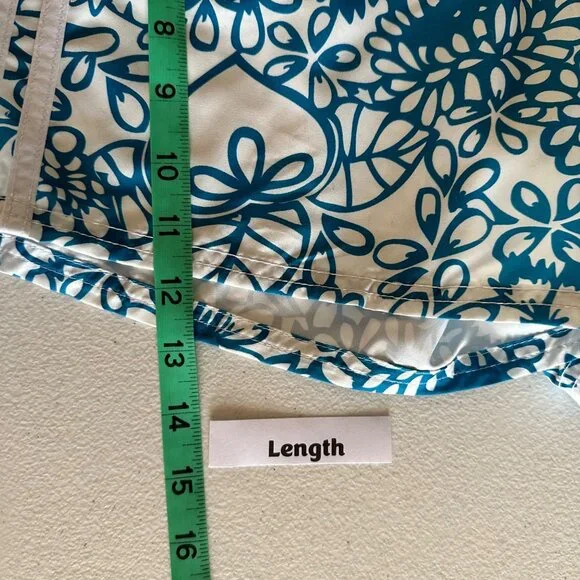 Adidas Junior Size 7 Board Shorts Floral Teal White Velcro & Tie Waistband - Picture 7 of 12